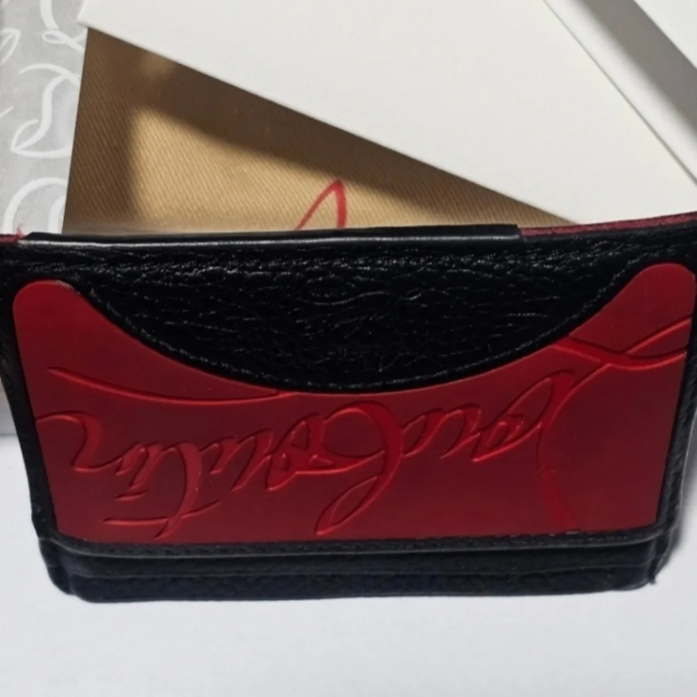 Christian Louboutin Red & Black Leather Card Holder